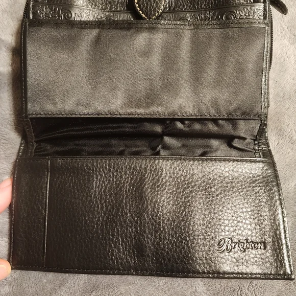 VINTAGE Brighton all leather wallet/crossbody purse/with original pen - Picture 5 of 11